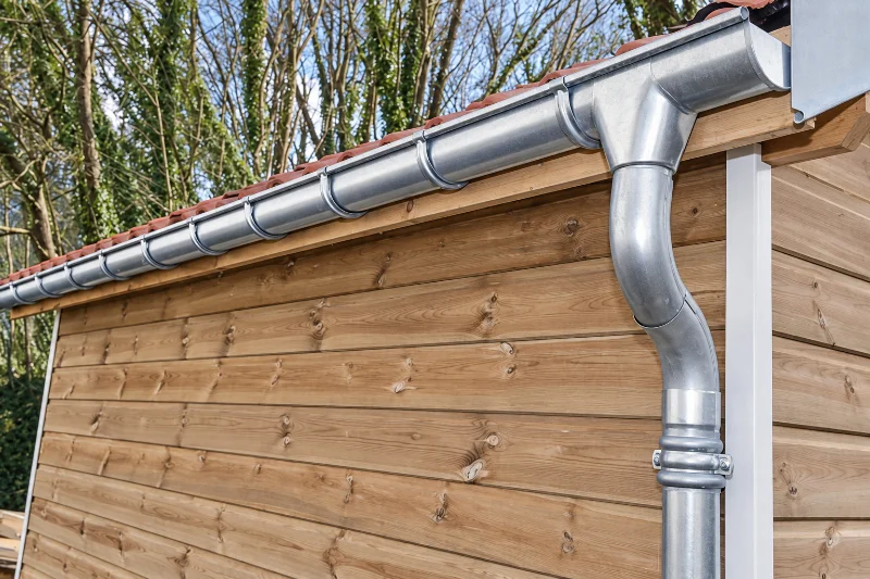 Gouttière et descente d’eau pluviale en zinc